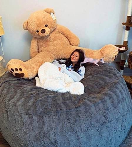 Review: 6FT Giant Faux Fur Bean Bag Cover ​for Adults - Fluffy & Washable