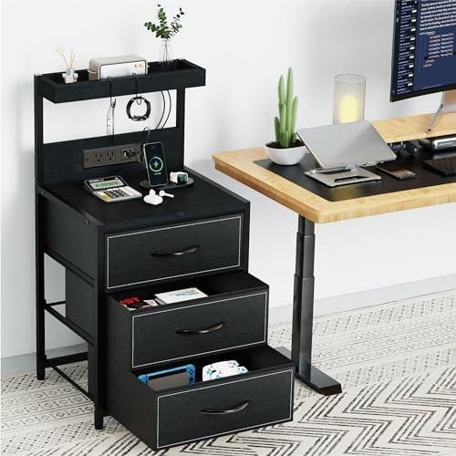 Review: LED Nightstand Set of 2 with Charging Station & Storage - Black